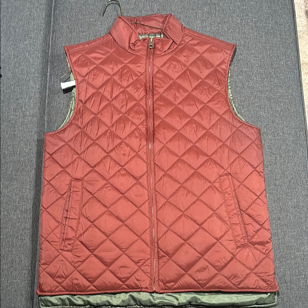 Reversible Quilted Vest - Red and Green